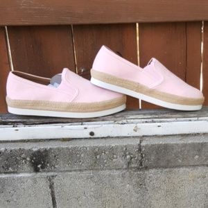 Pink Faux Suede Espadrille Slip On Sneakers